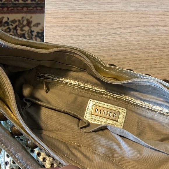 6. Danier Gold Leather Boho Bag - Vintage - Picture 8 of 9